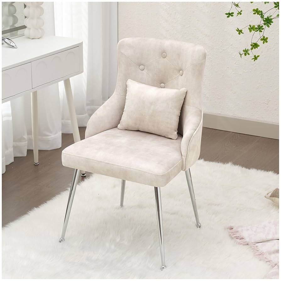 Velvet Vanity Dining Chairs, Upholstered Makeup Accent Reading Chair, Office Desk Vanity Stool Ch... | Amazon (US)