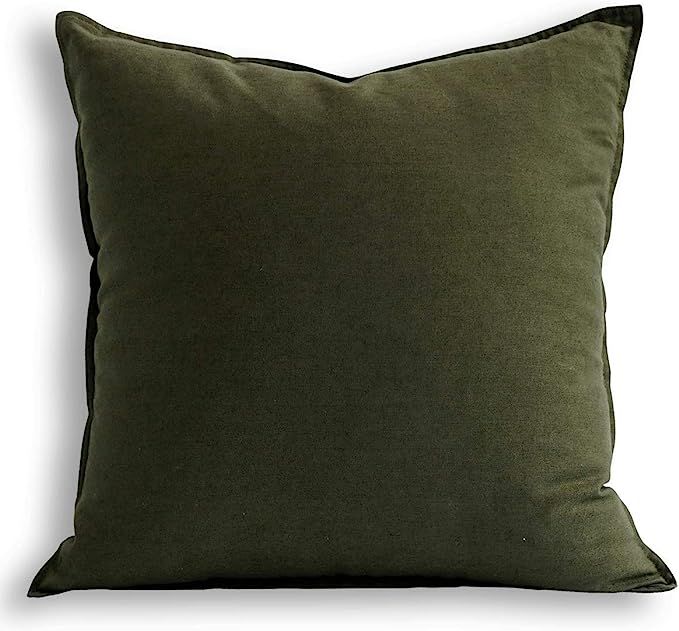 Jeanerlor 20"x20" Pillowcase Green Cousion Cover Decor Cotton Linen with Unique Design to Embelli... | Amazon (US)