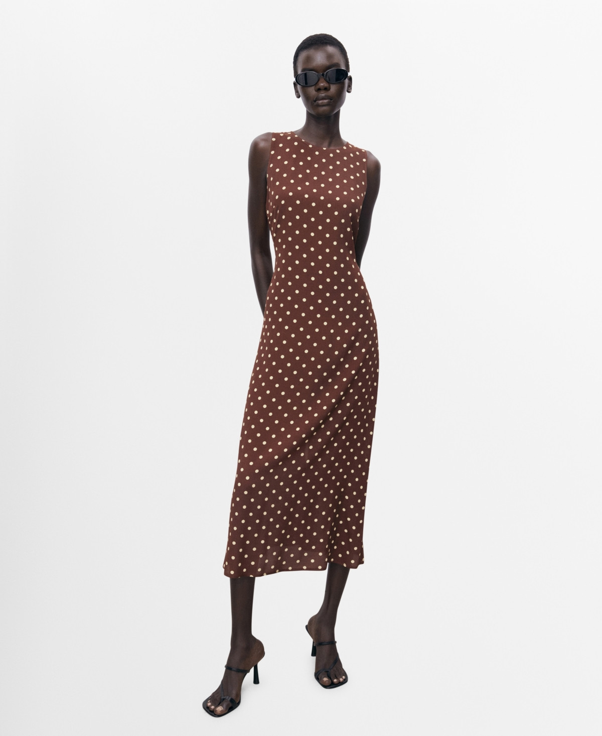 Mango Women's Polka Dot Midi Dress - Brown | Macy's