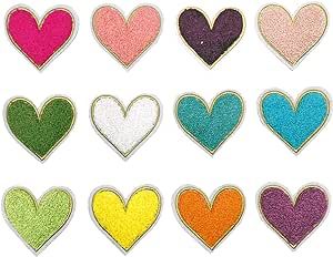 Qusmeiyici 12Pcs Colorful Love Heart Embroidered Applique Patches, DIY Sew on Patch Iron on Patch... | Amazon (US)