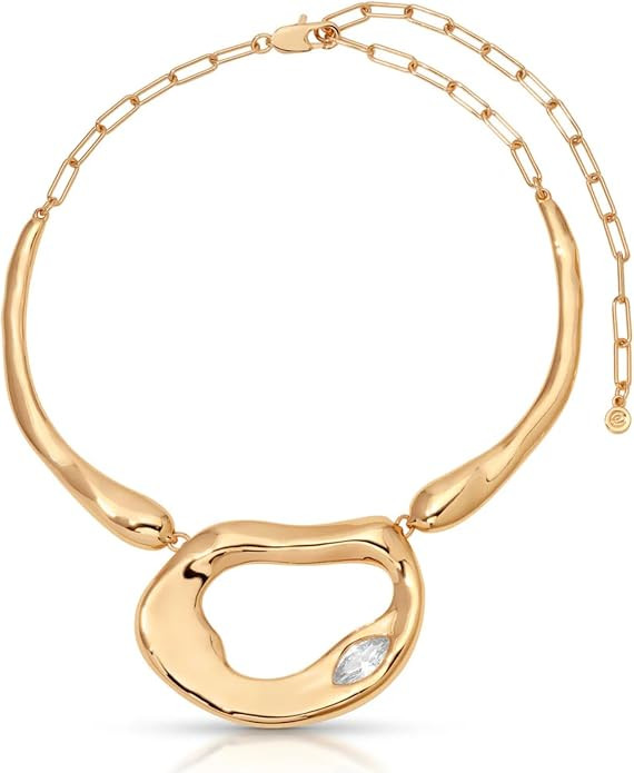 Ettika Molten Marquise Necklace. Choker Necklace For Women. 18K Gold Plated and Crystal Jewelry, ... | Amazon (US)