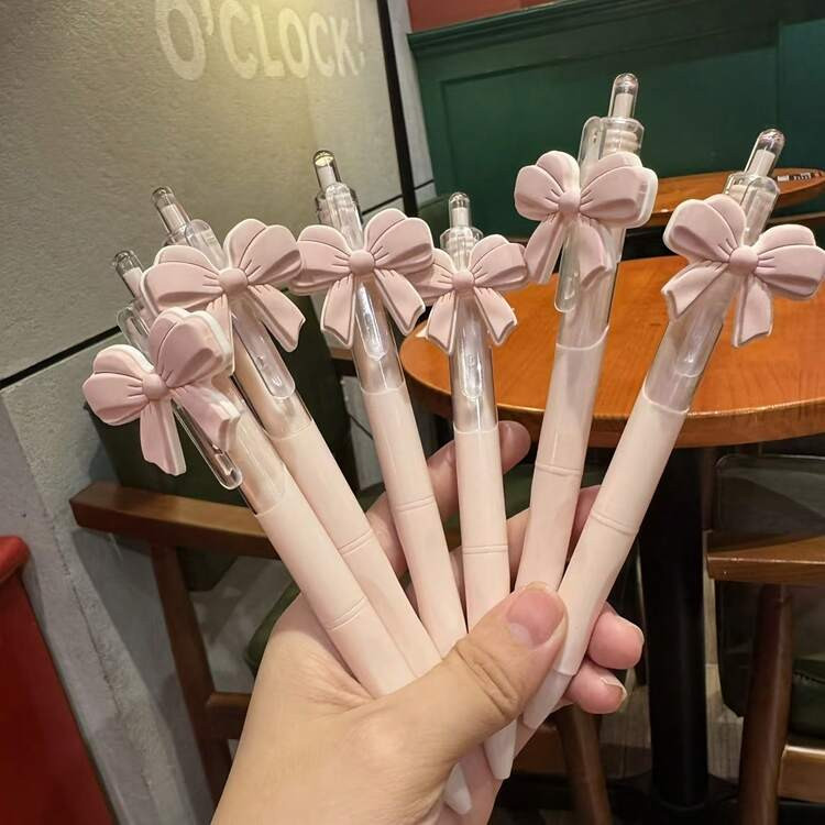 1pc/5pcs/10pcs Bow Party Ballpoint Pen Set - Cute Pink High-Quality Bow Series Click Pens, Party ... | SHEIN