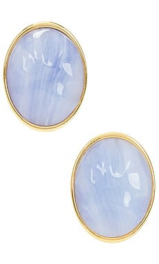 Lele Sadoughi Reflection Button Earrings in Blue Lace Agate from Revolve.com | Revolve Clothing (Global)