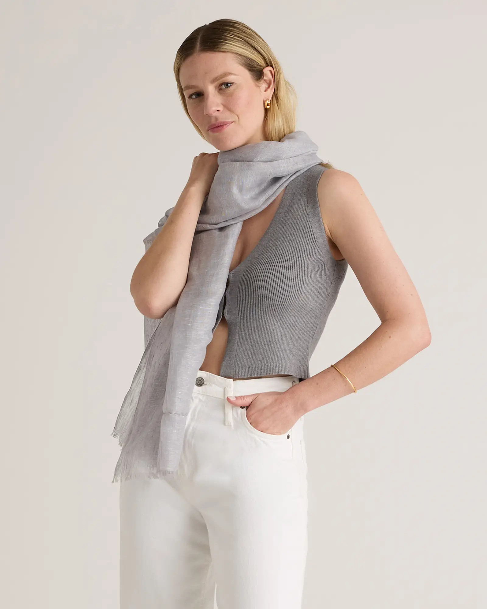 Lightweight Linen Silk Cashmere Scarf | Quince