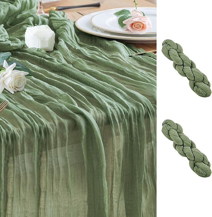 Wokceer Cheesecloth Table Runner 2Pack 10FT Sage Green Boho Gauze Easter Christmas Cheese Cloth T... | Amazon (US)