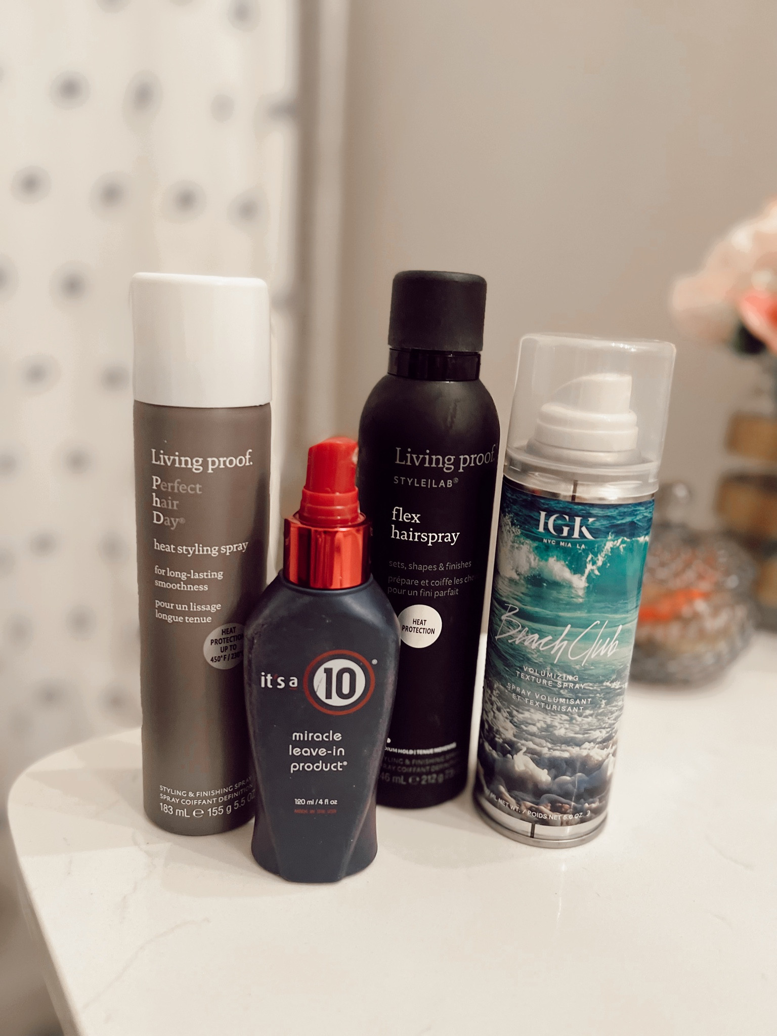 Dry hair lineup:

- Living Proof Heat Protectant Spray (Amika is great too)
- IGK Texturizing Spray (the bessst)
- It’s a 10 Conditioner on ends 
- Living Proof Flex Hairspray 

#LTKstyletip #LTKitbag