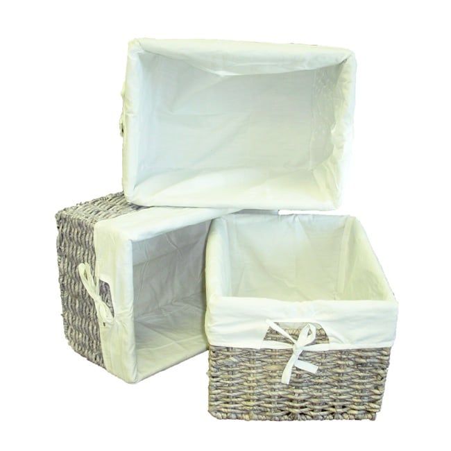 America Basket Woven Maize Grey Rectangular Storage Baskets (Set of 3) | Walmart (US)