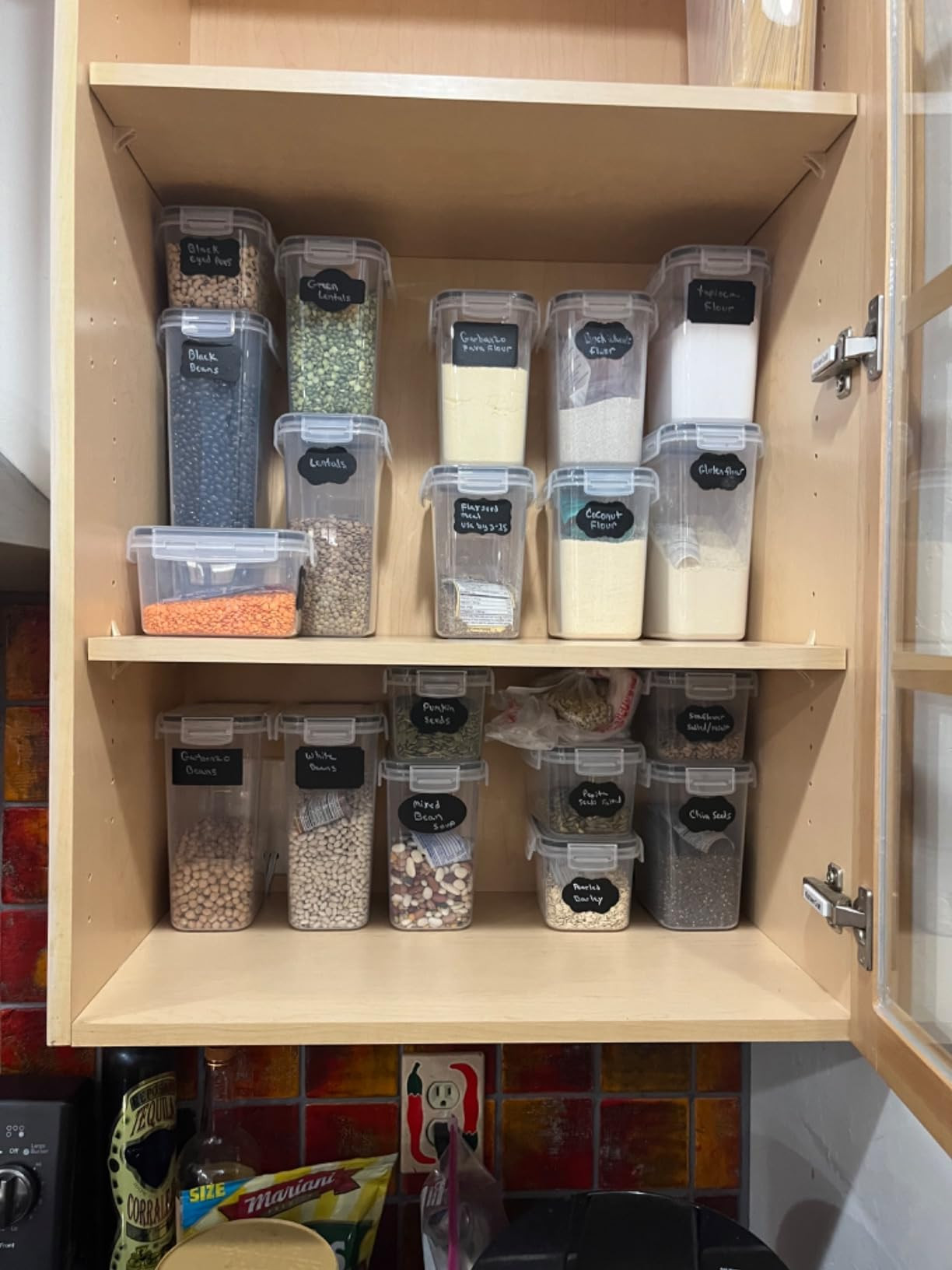 Airtight Food Storage Containers with Lids, Vtopmart 24 pcs Plastic Kitchen and Pantry Organization Canisters for Cereal, Dry Food, Flour and Sugar, BPA Free, Includes 24 Labels，Black | Amazon (US)