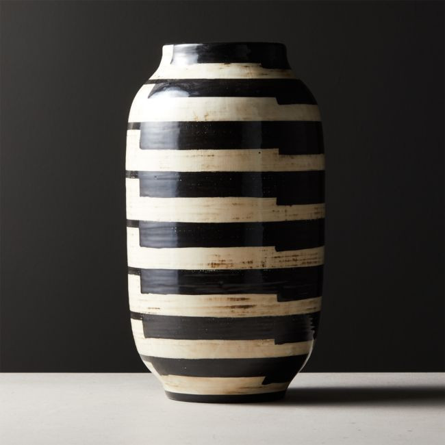 Cristo Black and White Striped Vase | CB2