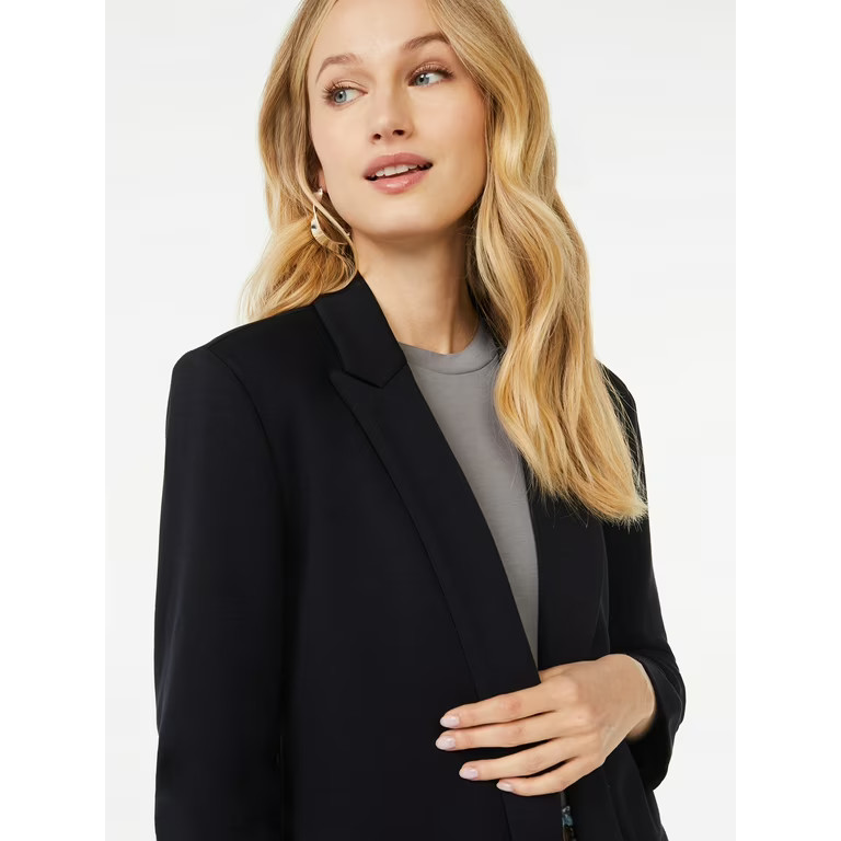 Scoop Women's Relaxed Scuba Knit Blazer with Scrunch Sleeves, Sizes XS-XXL | Walmart (US)