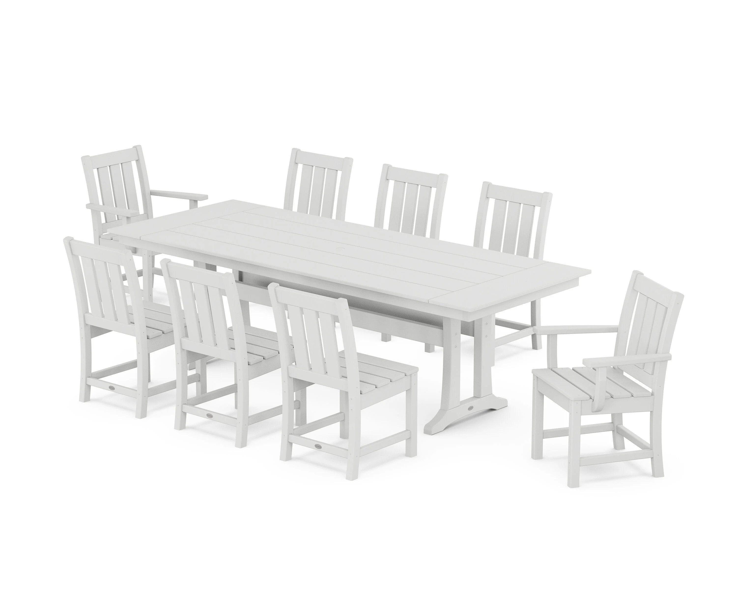 POLYWOOD Oxford 9 -Piece White Patio Dining Set Plastic Rectangle Table with 8 Stationary Chairs one_size | PWS2065-1-WH | Lowe's