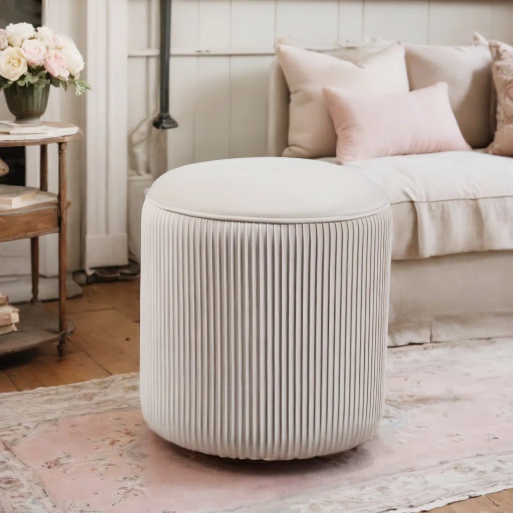 Terri Wide Velvet Round Pouf Ottoman | Wayfair North America