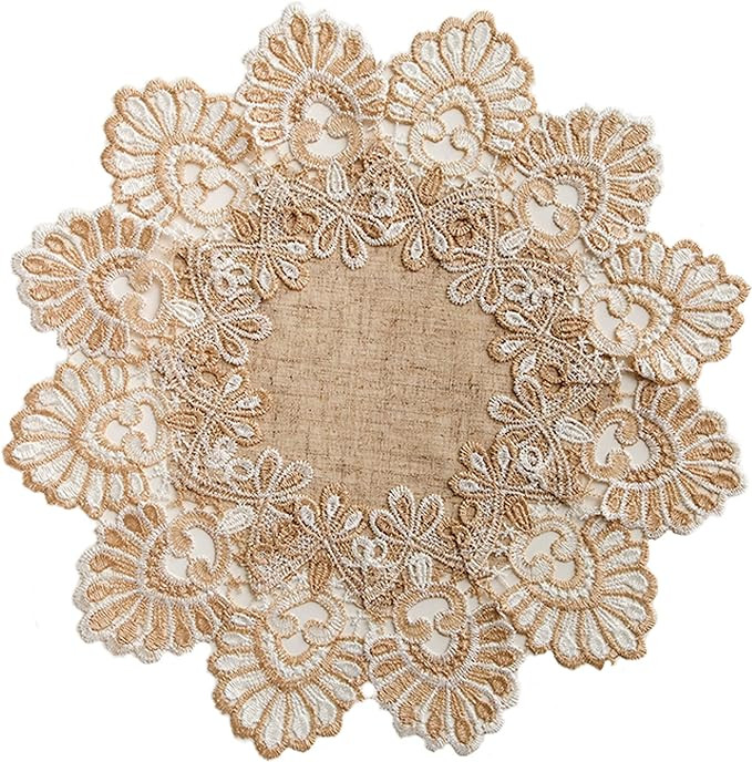 European Antique Jacquard Lace Table Doilies,Small Farmhouse Linen Embroidered Table Topper Scarf... | Amazon (US)