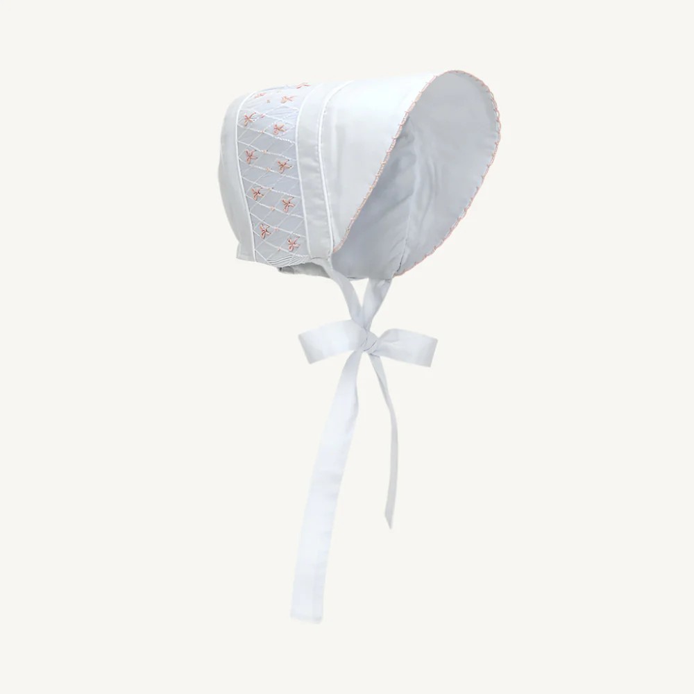 Sweetly Smocked Bonnet - Worth Avenue White with Palm Beach Pink | The Beaufort Bonnet Company