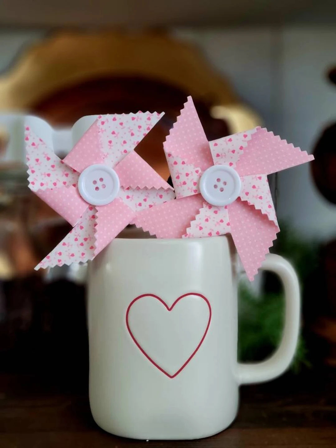 Small Pink Flower Heart Pinwheels Valentine's Pinwheels - Etsy | Etsy (US)