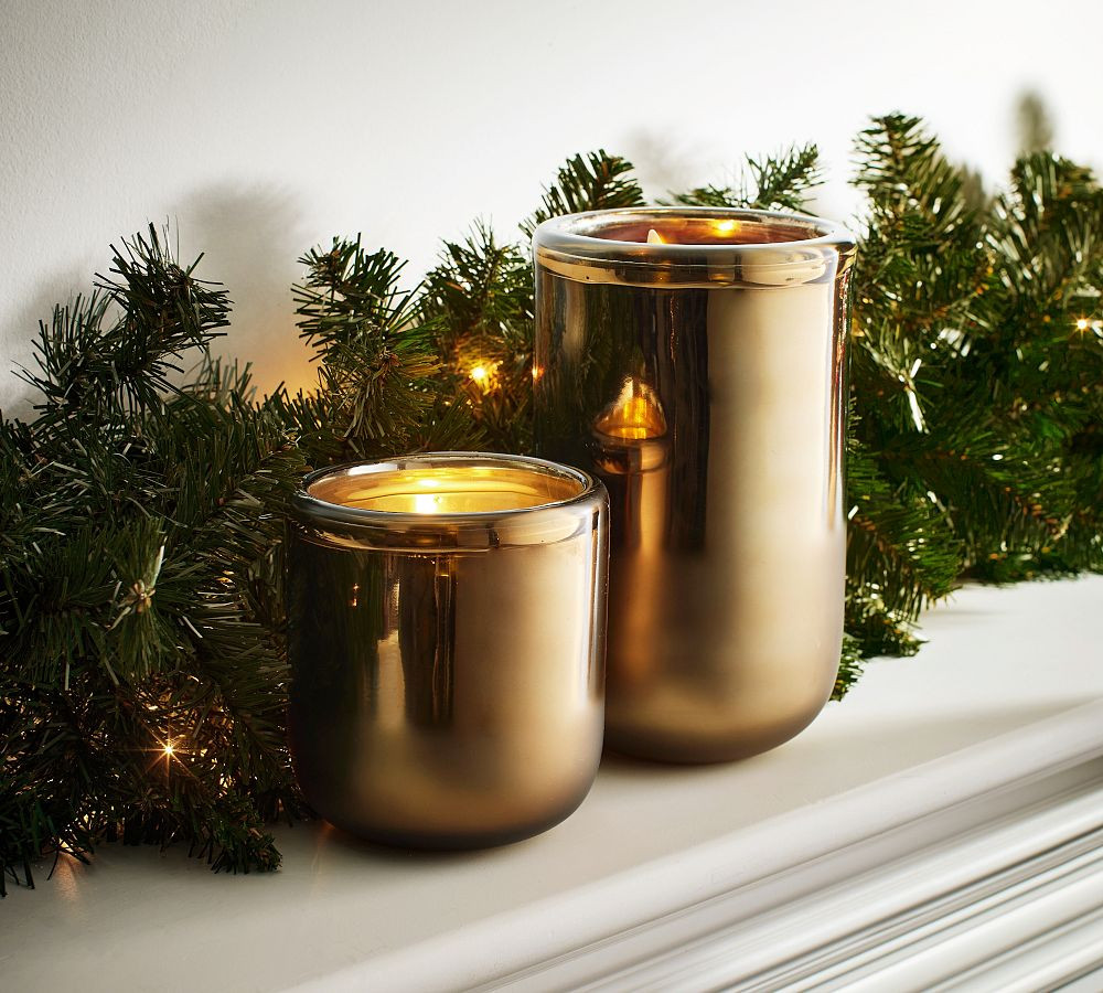 Brie Handcrafted Mercury Glass Hurricane Candleholder | Pottery Barn (US)