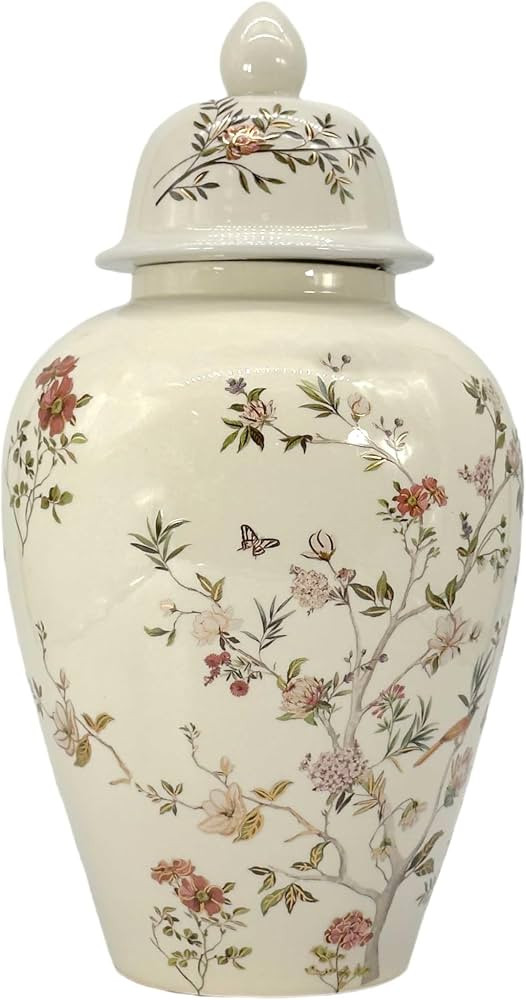 Galt International 18" Ceramic Floral Cream Crackle Glaze Finish Rustic Farmhouse Home Decor New ... | Amazon (US)