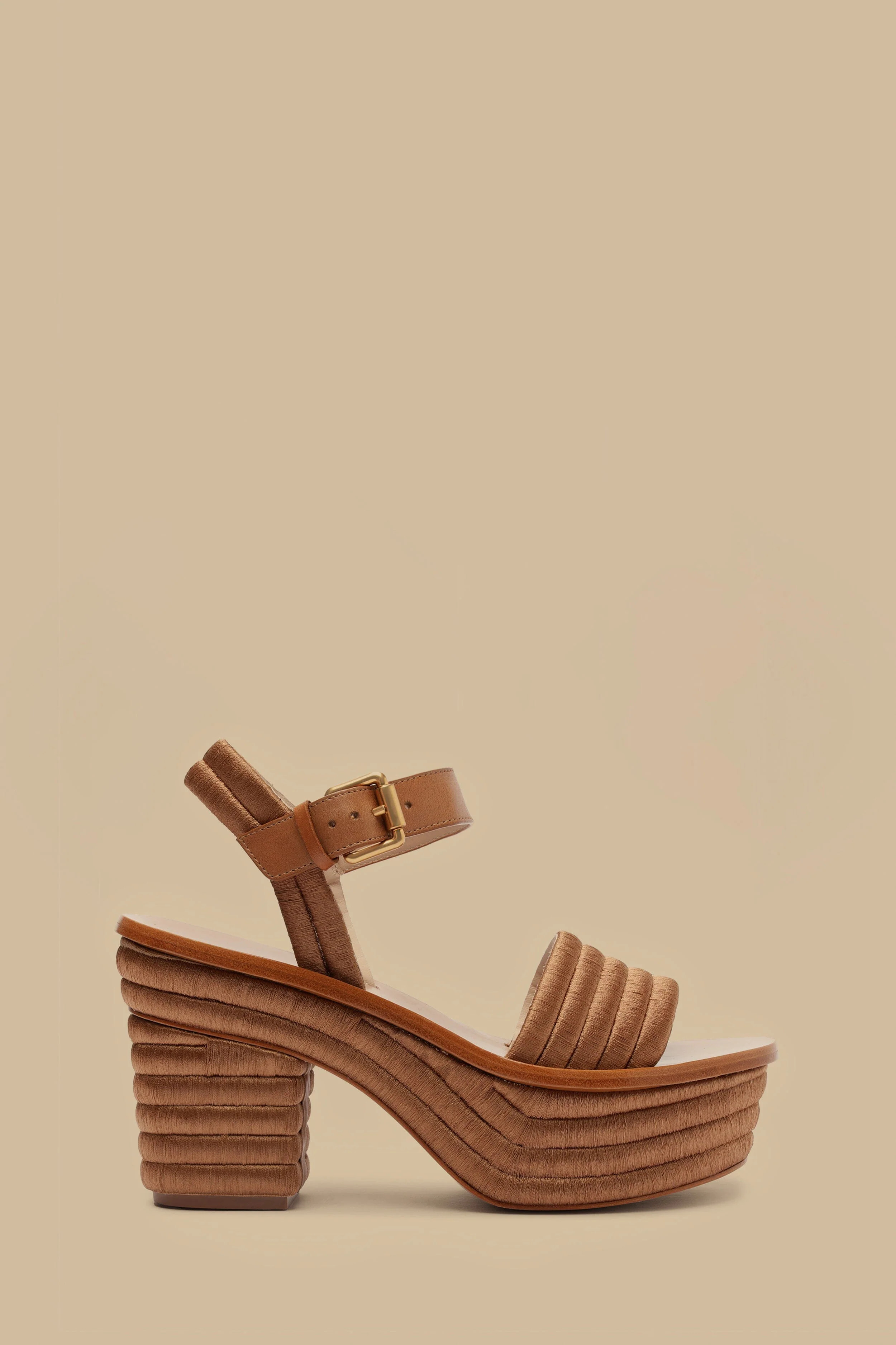 Tan Embroidered Platform Sandal | FarmRio (US)