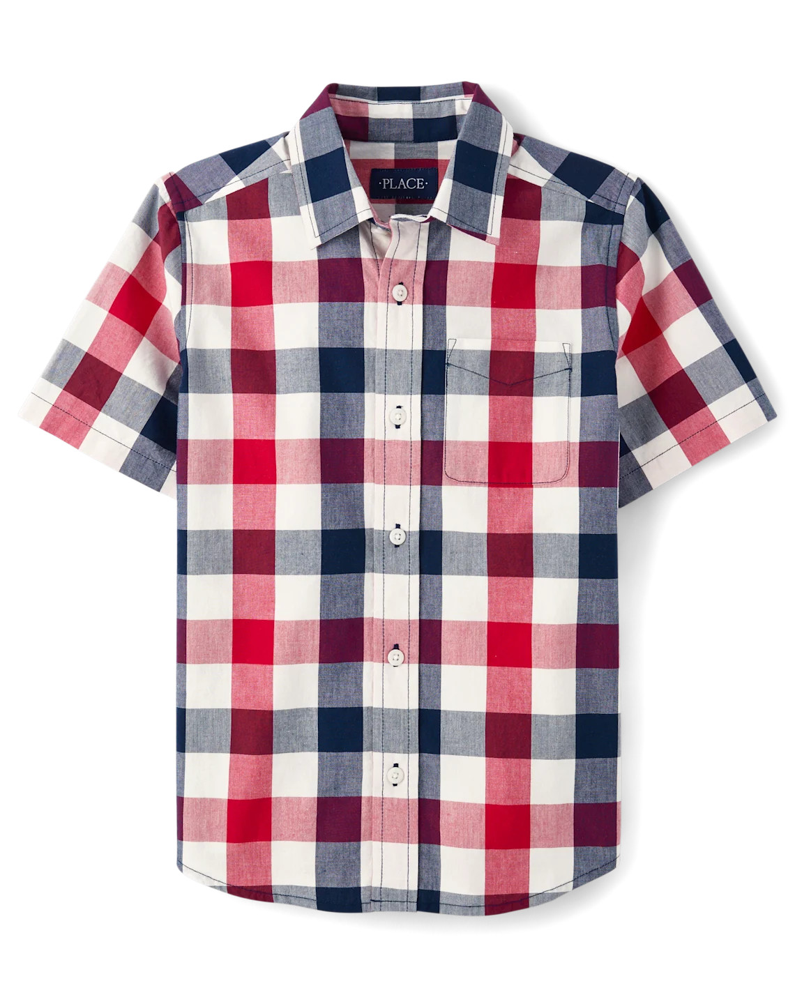 Boys Gingham Poplin Button Up Shirt - blue | The Children's Place
