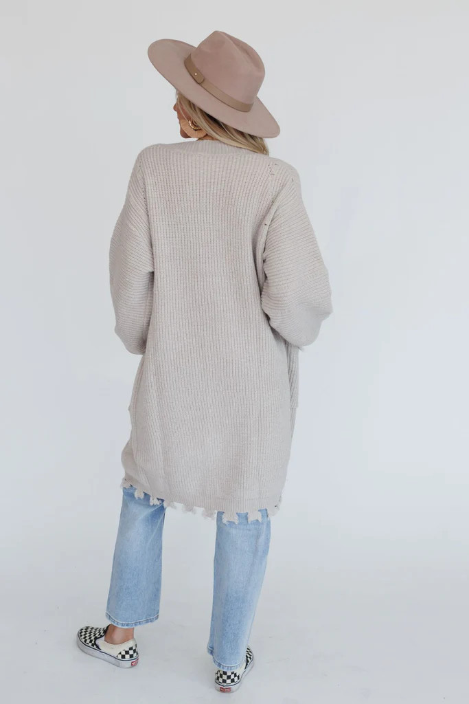 Chunky Knit Bell Sleeve Duster - Sand | Three Bird Nest