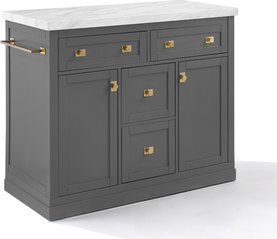 Claire Kitchen Island In Gray and White Marble | 1stopbedrooms