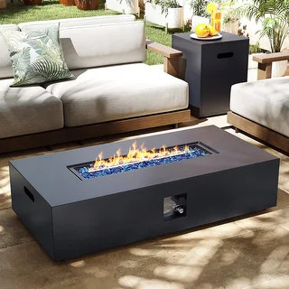 UPHA 56 Inch Outdoor 50,000 BTU Iron Propane Fire Pit Table with Tank Cover and Lid,for Patio,Gar... | Bed Bath & Beyond