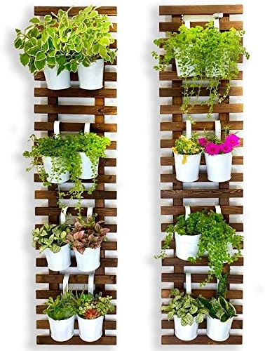 Wall Planter - 2 Pack, Wooden Hanging Large Planters for Indoor Outdoor Plants, Live Vertical Gar... | Amazon (US)