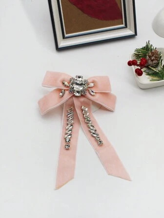 Handgemaakt Roze Fluweel Haarbanden Met Kristal decor Vlinderknoop , Multifunctioneel Bloem Voor ... | SHEIN