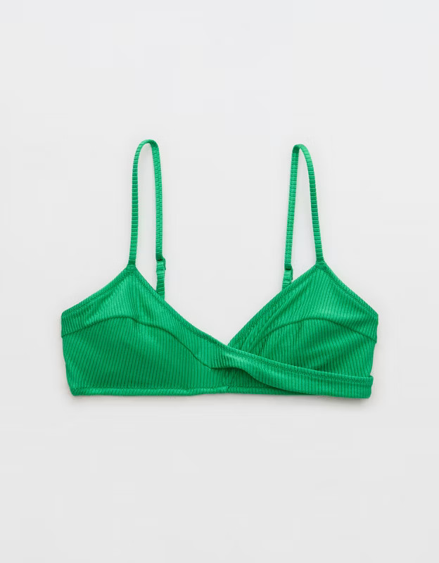 Aerie Shine Rib Twist Scoop Bikini Top | Aerie