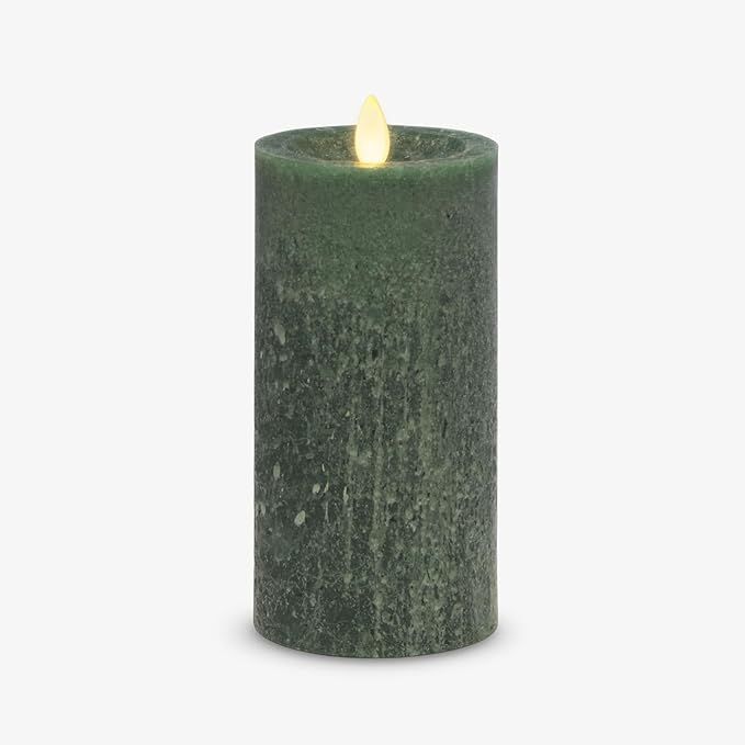 Luminara Dark Green Seaglass Flameless Candle Moving Flame Pillar, Unscented Real Wax with Recess... | Amazon (US)