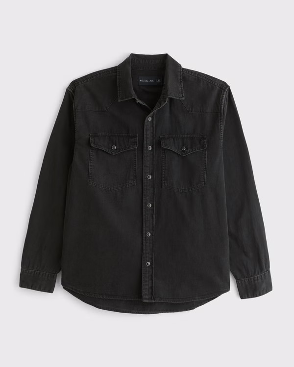 Western Denim Button-Up Shirt | Abercrombie & Fitch (US)