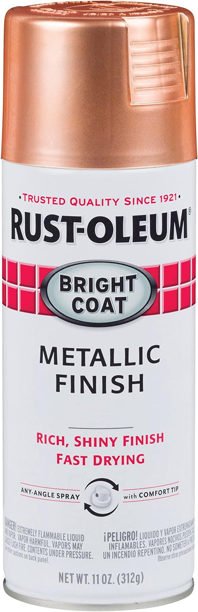 Rust-Oleum 314417 Stops Rust Bright Coat Metallic Spray Paint, 11 Oz, Copper | Amazon (US)