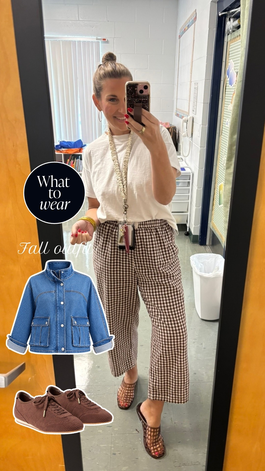 I’m not ready to put these gingham pants away! A white tee now, then a denim jacket and sneakers for fall!. 🤎 

Fall outfit, fall fashion, loft, transition outfit

#LTKootd #LTKSeasonal #LTKSaleAlert