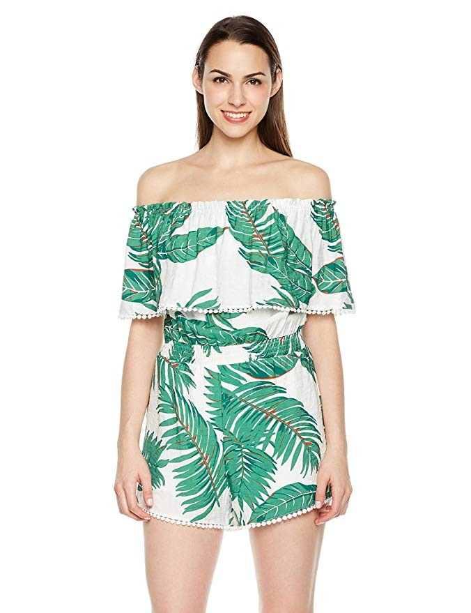 Plumberry Women's Off-Shoulder Popover Bodice Romper | Amazon (US)