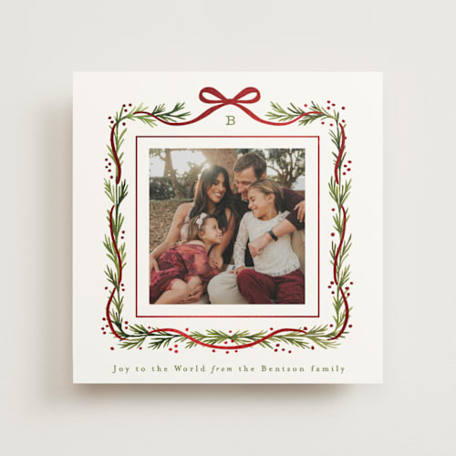 Garland Border Foil-Pressed Holiday Photo Mount Cards | Minted