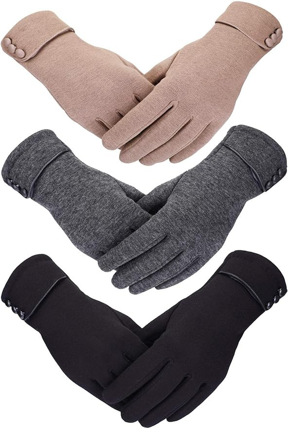Patelai 3 Pairs Womens Gloves Winter Touchscreen Texting Phone Windproof Gloves Warm Fleece Lined... | Amazon (US)