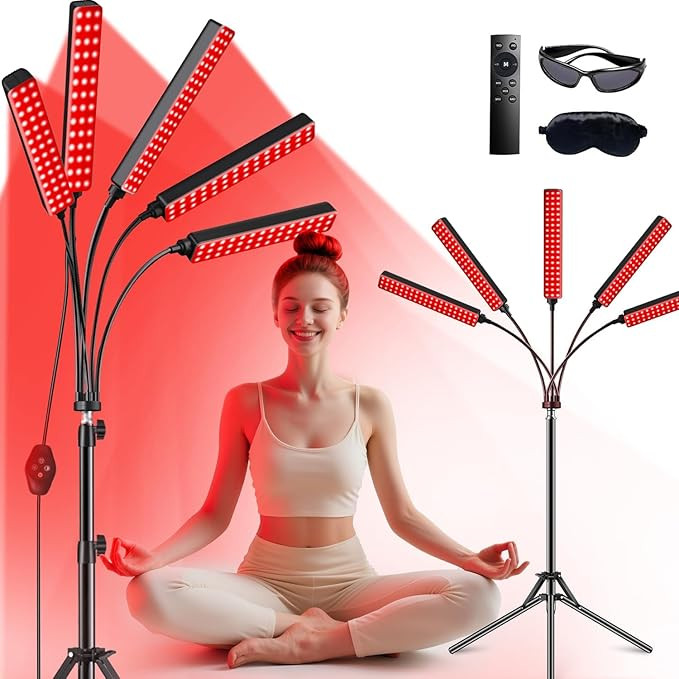 Red Light Therapy for Face and Body, Red Infrared Light Therapy Lamp with Stand Led 660nm Red Lig... | Amazon (US)