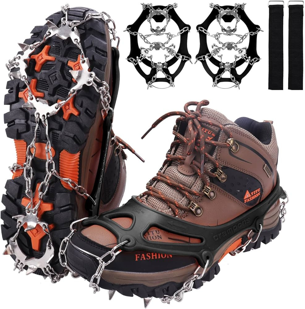 WIN.MAX Crampons for Shoes, Traction Cleats Ice Snow Grips with 19 Stainless Steel Spikes, Shoe T... | Amazon (US)