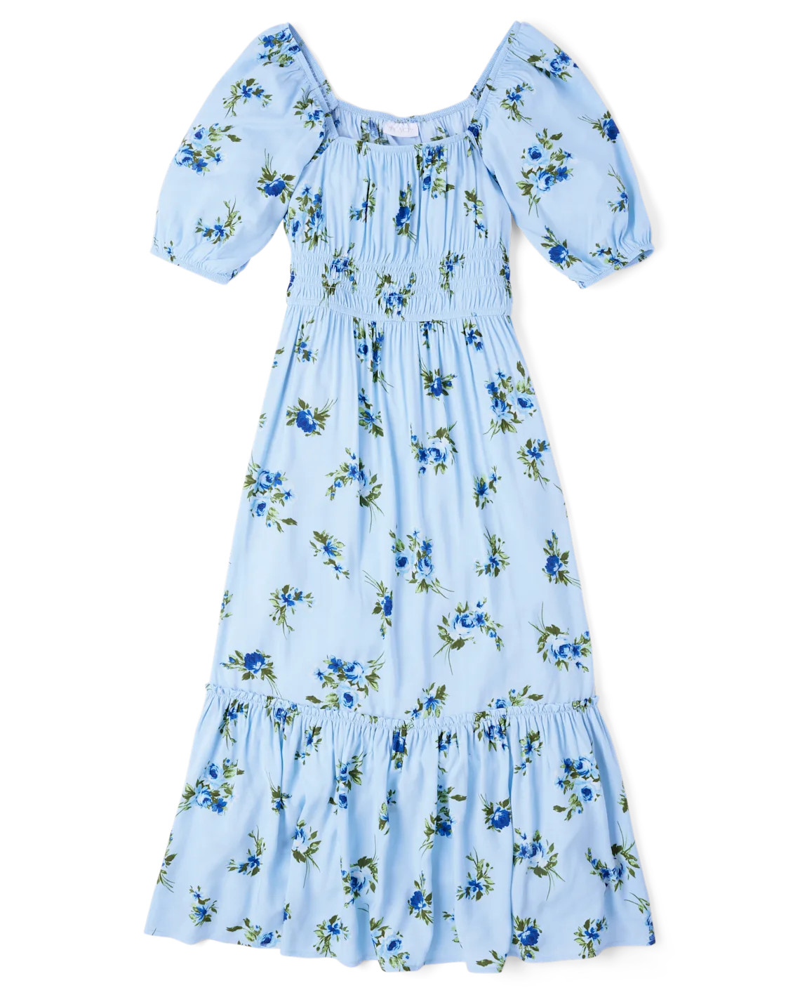 Womens Mommy And Me Floral Midi Tiered Dress - blue | The Children's Place
