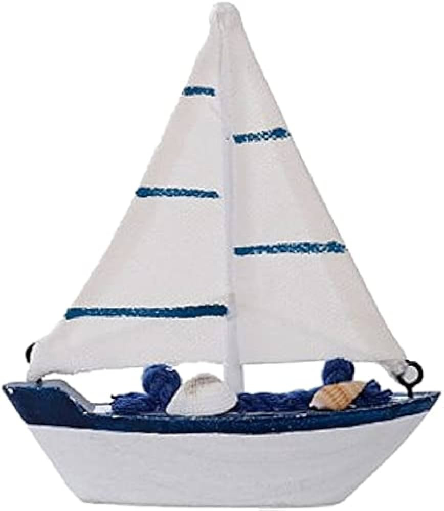 Nautical Theme Wood Ship Model Mini Sailboat Figurines Wooden Cake Topper for Mediterranean Home ... | Amazon (US)