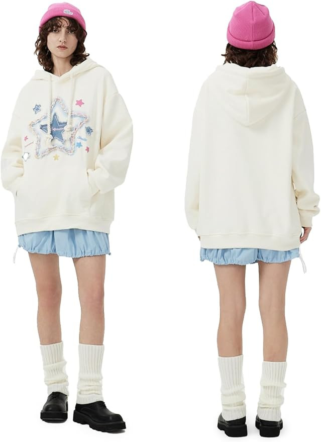 Aelfric Eden Womens Oversized Hoodies Star Graphic Fleece Hooded Streetwear Unisex Sweatshirts Pu... | Amazon (US)