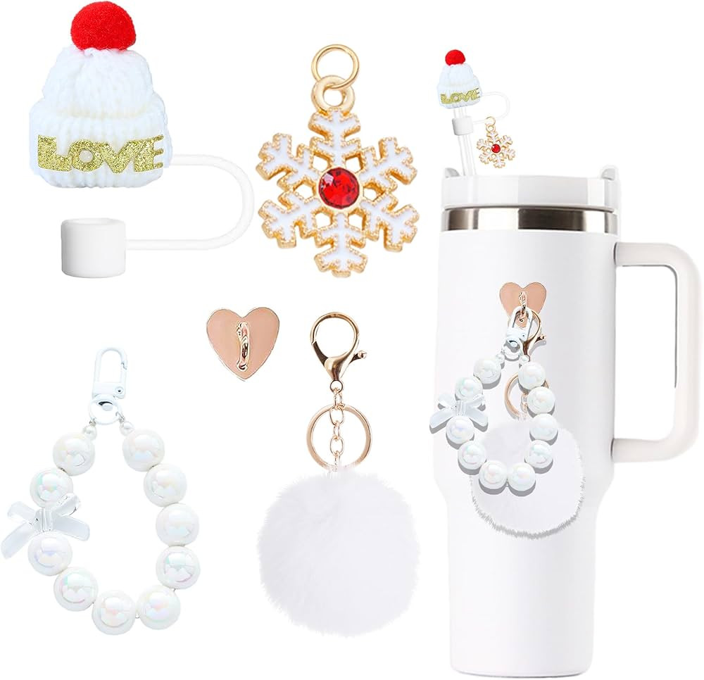 Stanley Christmas Water Bottle Accessories - Handle Strap, Silicone Straw Cover, Charms for 40oz ... | Amazon (US)