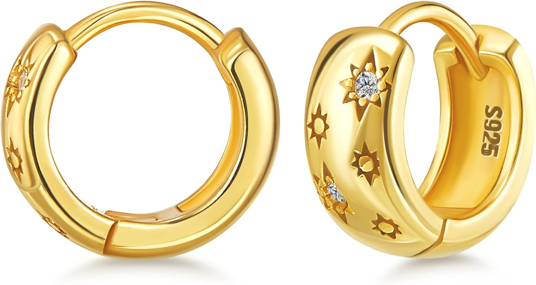 SWEETV Sterling Silver Hoop Earrings for Women Small Huggie Earrings Hypoallergenic Sleep Earrings | Amazon (US)