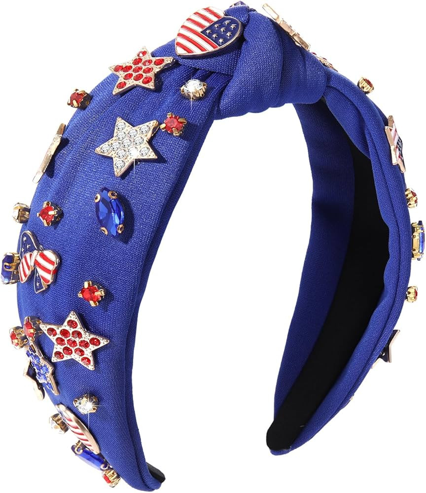 4 th of July Headband for Women American Flag Knottted Headband Star USA Charm Fourth of July Pat... | Amazon (US)