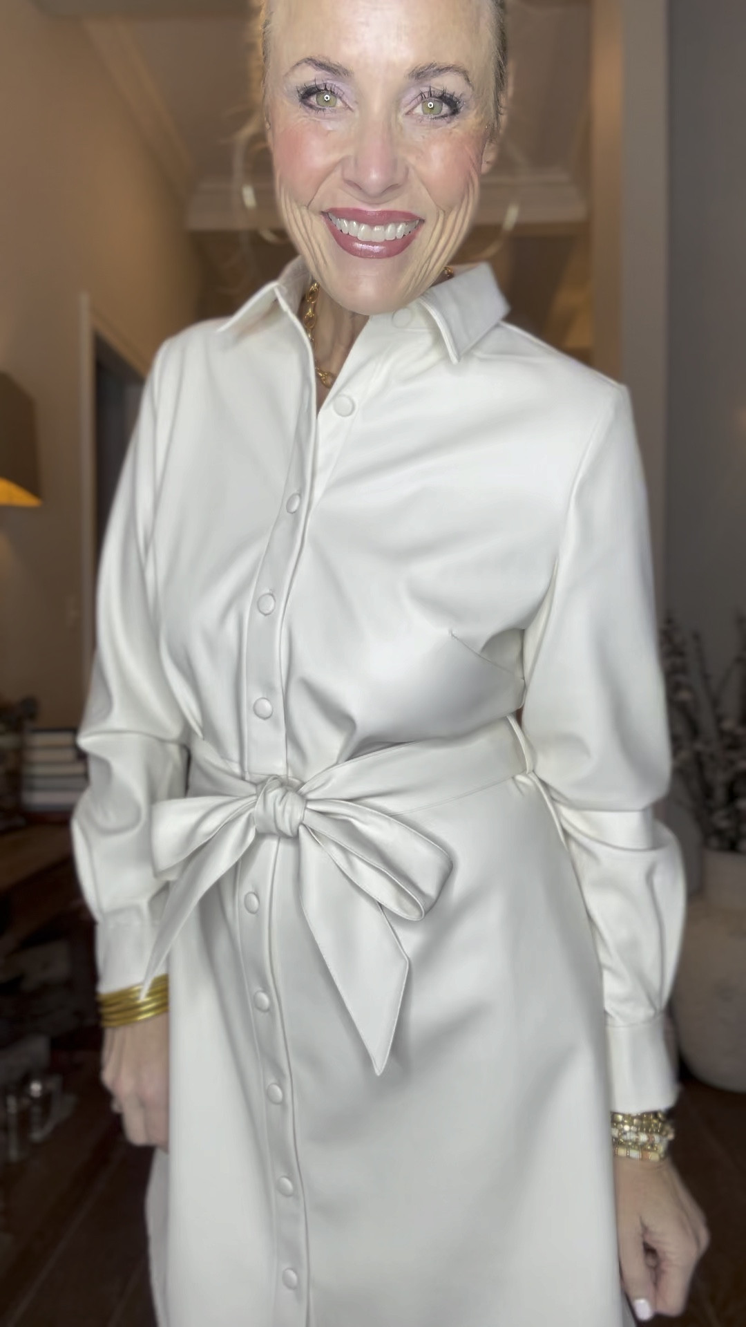 This vegan leather shirtdress is so rich-looking and feeling. It’s soft and the color is gorgeous. These dresses are no longer on sale, but even full price is a steal! I’m in a medium  

#LTKover40 #LTKstyletip #LTKmidsize