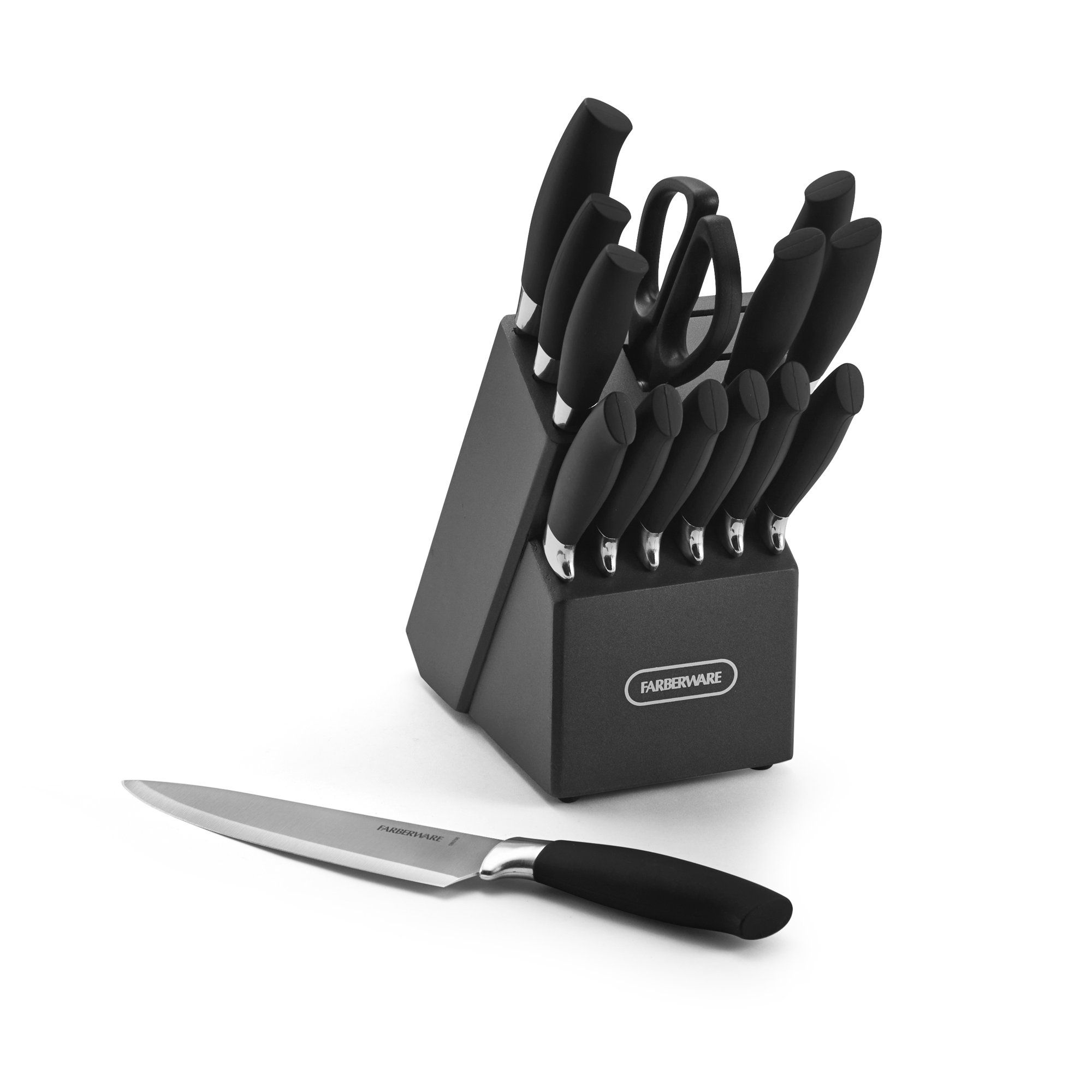 Farberware Classic 15-Piece Soft Grip Knife Block Set in Graphite | Walmart (US)