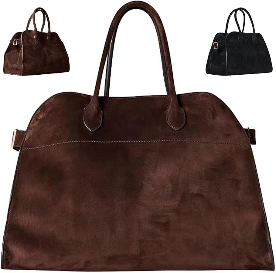 Womens Suede Tote Bag, Vintage Top Handle Shoulder Satchel, Soft Leather Look Hobo Purse, Large C... | Amazon (US)