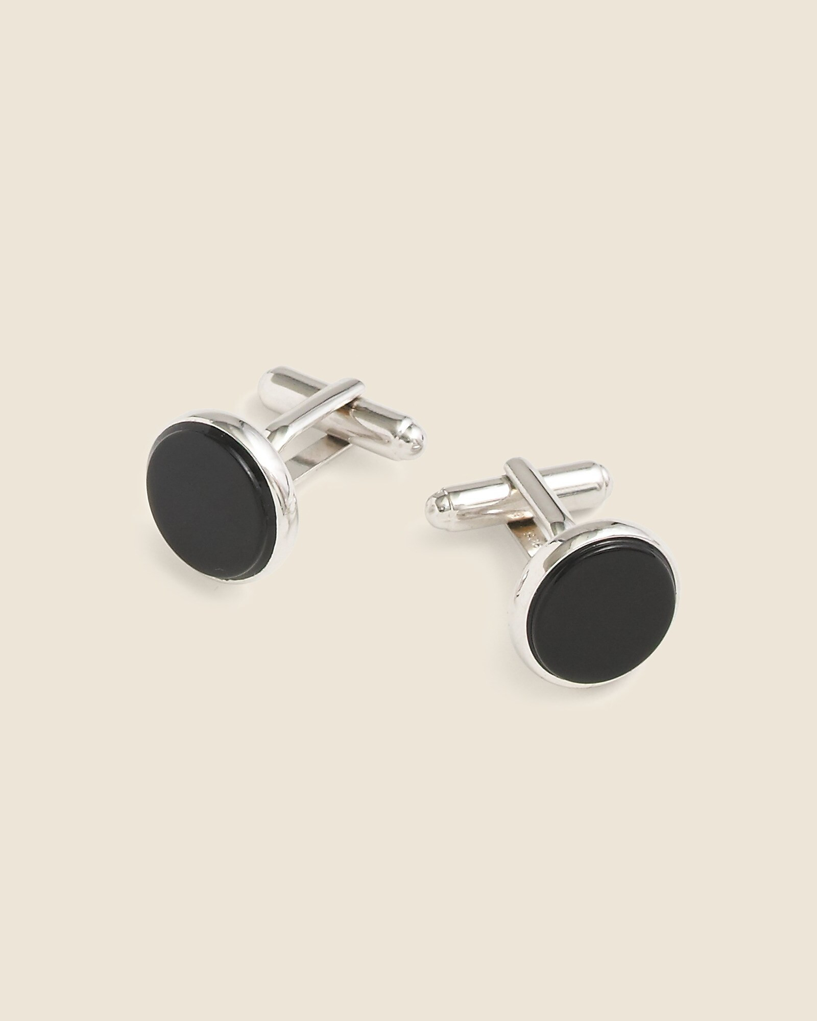 Black onyx sterling silver rounded cuff links | J. Crew US