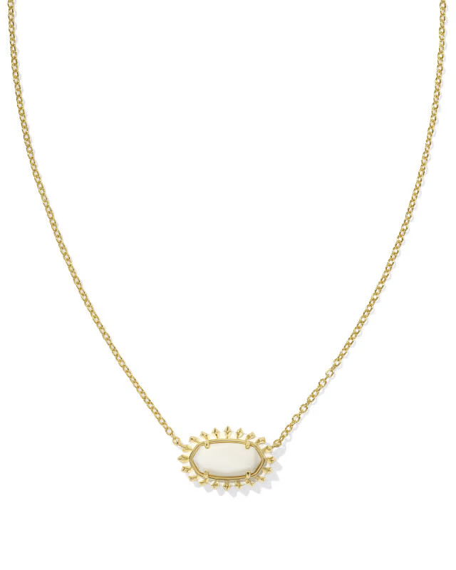 Elisa Gold Color Burst Frame Short Pendant Necklace in White Mother-of-Pearl | Kendra Scott