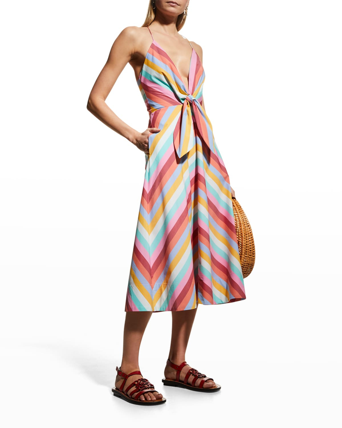 Lolita Front-Tie Midi Dress | Neiman Marcus